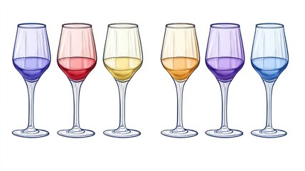Colorful wine glasses, tasting, studio, beverage, food background, website design