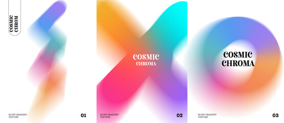 A set of abstract, gradient backgrounds with a vibrant, cosmic theme blurry, colorful textures in shades of pink, blue, orange, and purple, gives it a dreamy, space-inspired aesthetic