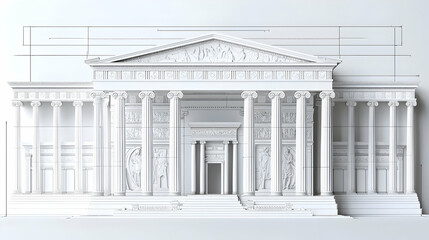 Architectural Facade Of Ancient Building In White