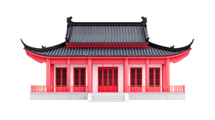 Obraz premium Asian building with pink and black detail, cut out transparent