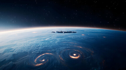 Spacecraft Over Planet Earth