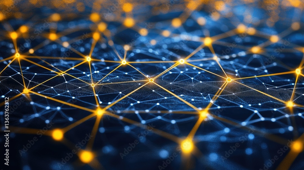 Poster neon-glowing ai-driven fintech network securing digital transactions and optimizing banking efficien
