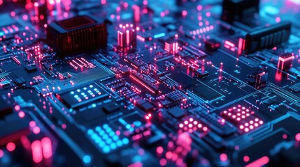 Neon-glowing AI-driven fintech network securing digital transactions and optimizing banking efficiency.