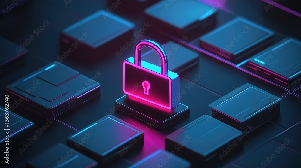 Poster neon-lit digital payment gateway secured by ai-driven encryption and fraud detection.