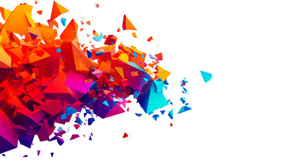 Naklejka premium Abstract, colorful 3D shards burst across a black backdrop, cut out transparent