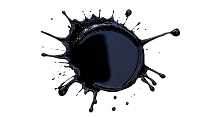 Liquid Splash: Black Paint Droplet Isolated Art, cut out transparent
