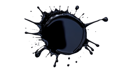 Liquid Splash: Black Paint Droplet Isolated Art, cut out transparent