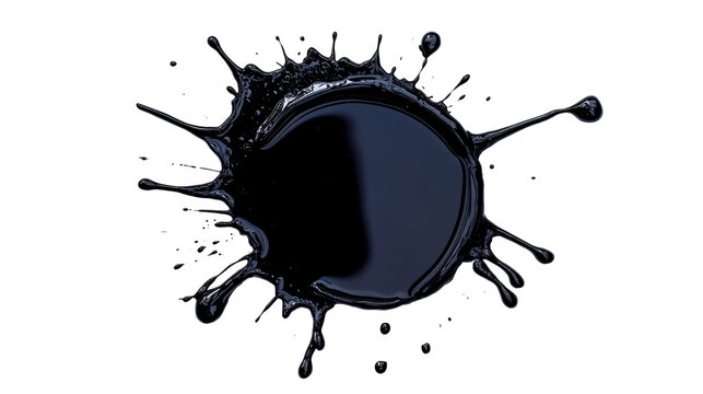 Liquid Splash: Black Paint Droplet Isolated Art, cut out transparent
