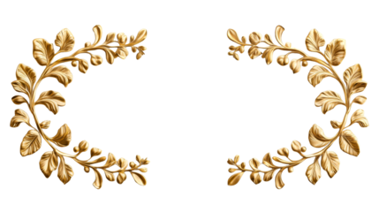 Gold leaf symmetrical border decoration, cut out transparent