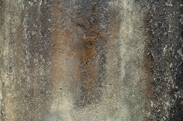 A textured concrete wall with cracks, stains, and weathered discoloration, creating an abstract and grunge aesthetic with a raw, urban feel.