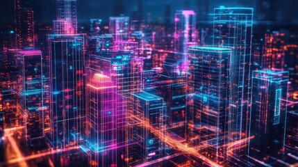 Fototapeta premium Smart city financial ecosystem showing cashless transactions and digital banking.