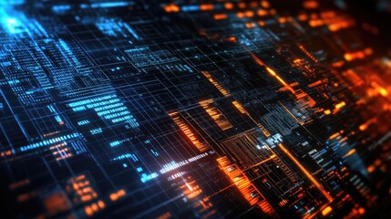 Obraz premium Transparent financial data flow with fintech infrastructure, cybersecurity enhancements, and online banking elements.