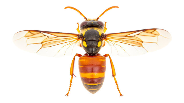 Giant horntail with yellow wing detail, cut out transparent