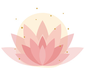 Beautiful aesthetic decorative lotus. Harmony balance visualization. Symbol of mindfulness, meditation and yoga