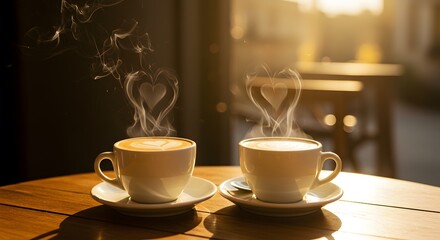 Fototapeta premium Coffee with Heart-Shaped Foam