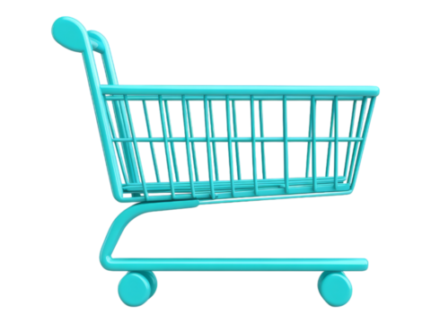 Blue Shopping Cart Icon for Retail and Commerce