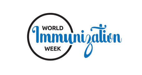 World Immunization Week Handwritten Logo Design. Perfect for Awareness Campaigns, Social Media, and Healthcare Branding.