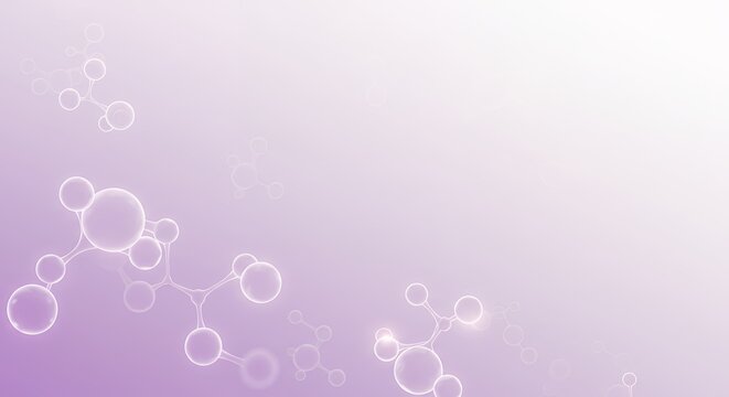 Abstract Molecular Structures Floating on Light Purple Gradient Background Design