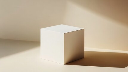Minimalist white cube arrangement, 3D, with subtle shadows and a slightly angled perspective.