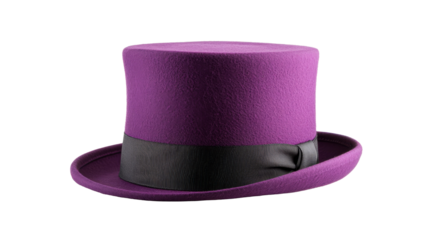 Purple top hat with ribbon, cut out transparent