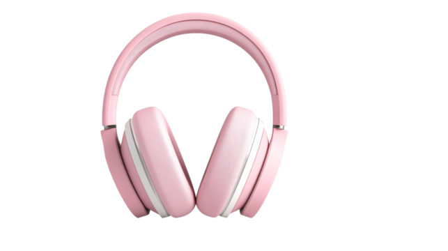 Stylish pink headphones on a transparent background - Powered by Adobe