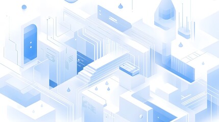 Futuristic abstract digital architecture layout with geometric shapes and minimal design elements