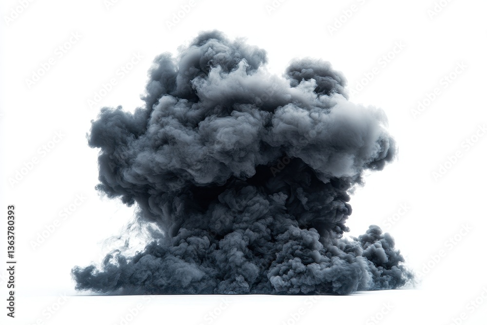 Aufkleber Dynamic display of black smoke contrasts strikingly against a white background, creating an atmospheric and captivating visual experience