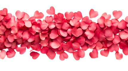 Red hearts pattern, flower petal hearts design, love symbol ,cut out transparent