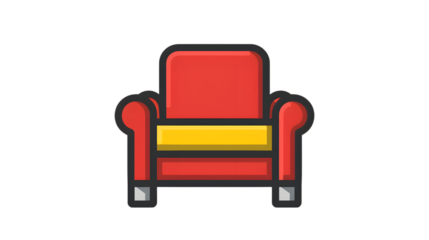 Comfortable Red Armchair with Yellow Cushion Ideal for Home Decor Relaxation and Interior De