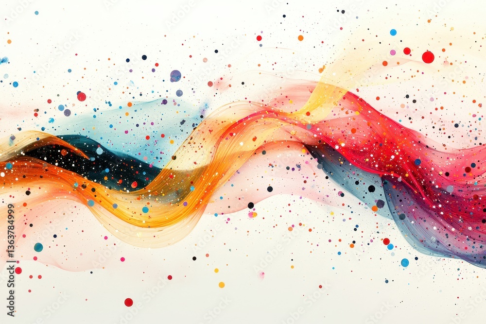 Poster Dynamic abstract art piece featuring colorful lines and dots for vibrant digital backgrounds and design elements, perfect for creative applications and visual storytelling