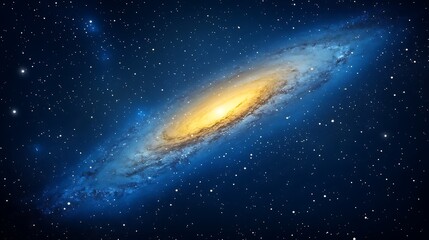 Fototapeta premium Spiral galaxy in deep space with bright core and stars. (3)