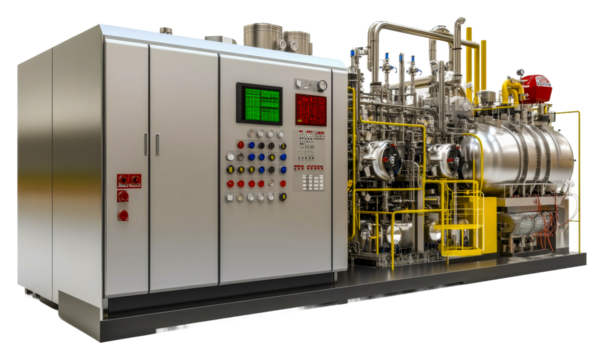 Industrial machinery operation factory equipment modern space isolated on transparent background