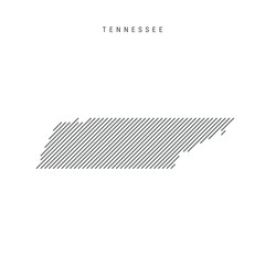 Tennessee map from pattern of black slanted parallel lines. Flat vector illustration isolated on white