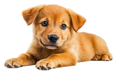 Playful puppy posing in setting adorable animal portrait isolated on transparent background