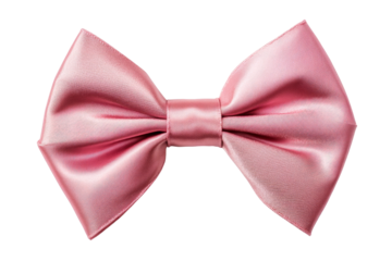 Elegant pink bow tie on black, formal wear accessory, cut out transparent