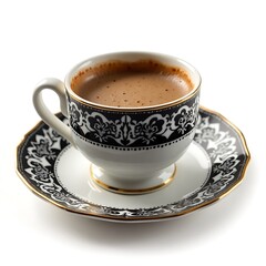 Fototapeta premium Coffee Cup with Black and White Pattern on a White Background