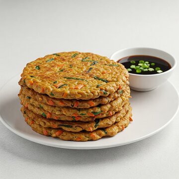 Korean Bindaetteok Mung Bean Pancakes with Kimchi and Pork