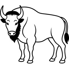 Fototapeta premium A black and white vector illustration of a cartoon farm animal, a bull or cow silhouette
