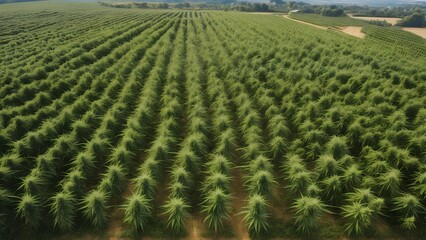 Marijuana plant at outdoor cannabis farm field