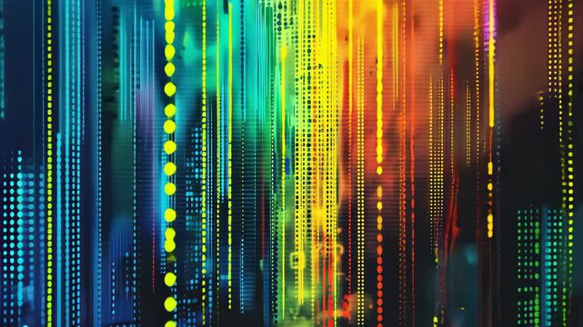 Abstract color matrix background with coded, alien ambiance, Ai Generated.