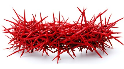Naklejka premium Red crown of thorns isolated on white.