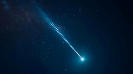 Bright Comet Streaking Across Dark Night Sky