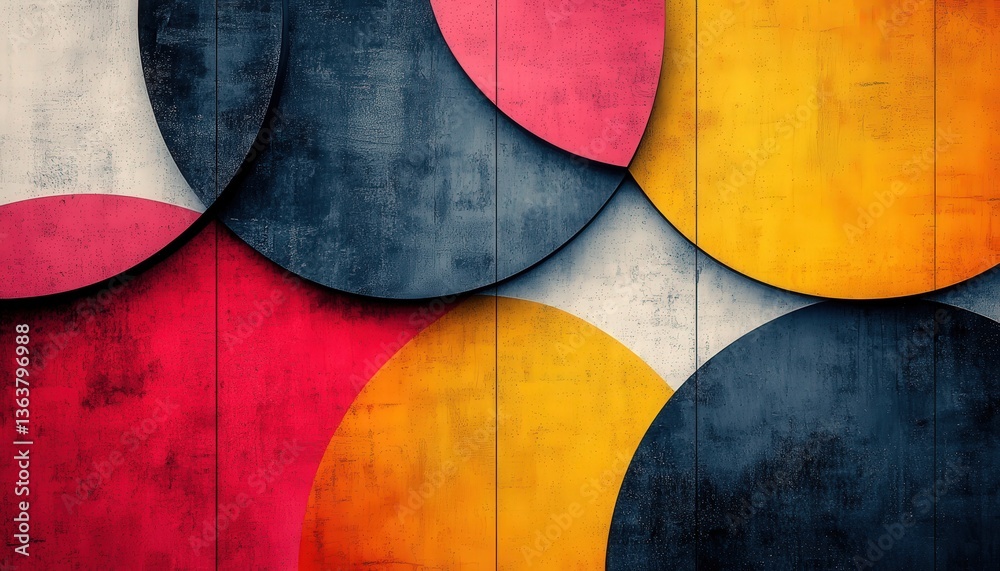Fototapete bold geometric abstract design with overlapping shapes in contrasting colors for modern graphic proj