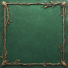 epic fantasy UI frame for game inventory, celtic style vines and metallic corners, royal green velvet texture inside