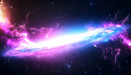 Fototapeta premium Vibrant cosmic nebula with swirling gas and bright colors