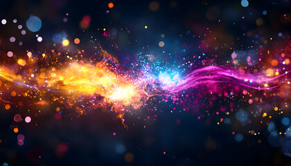 Vibrant energy streams collide, creating a dazzling spectacle of light and color