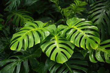 Lush green tropical leaves