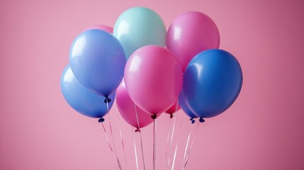 Pastel Balloons Pink Background Celebration Party
