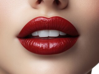 Obraz premium A close up image of a woman with red lips
