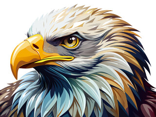 A highly detailed portrait of a majestic Eagle, isolated on a white background